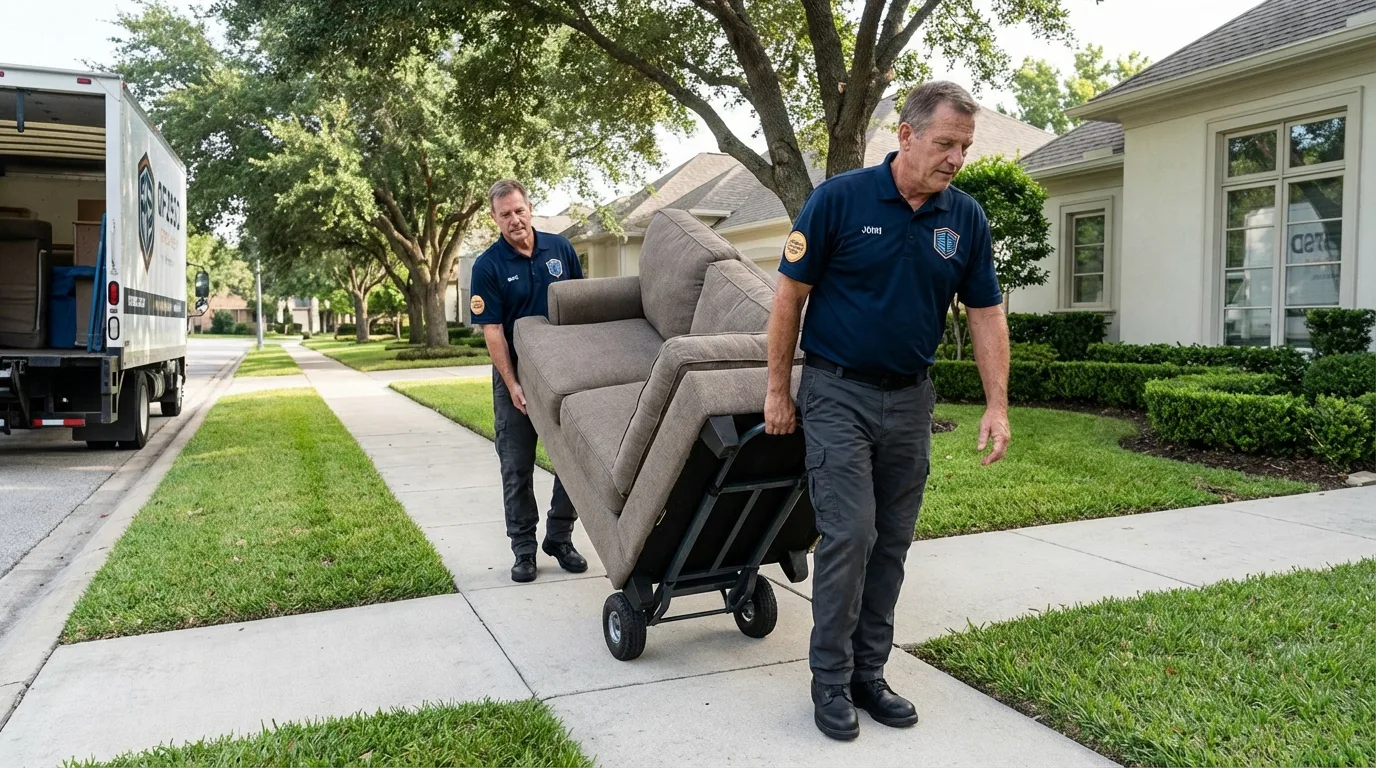 Local residential moving crew loading furniture in Clinton, CT